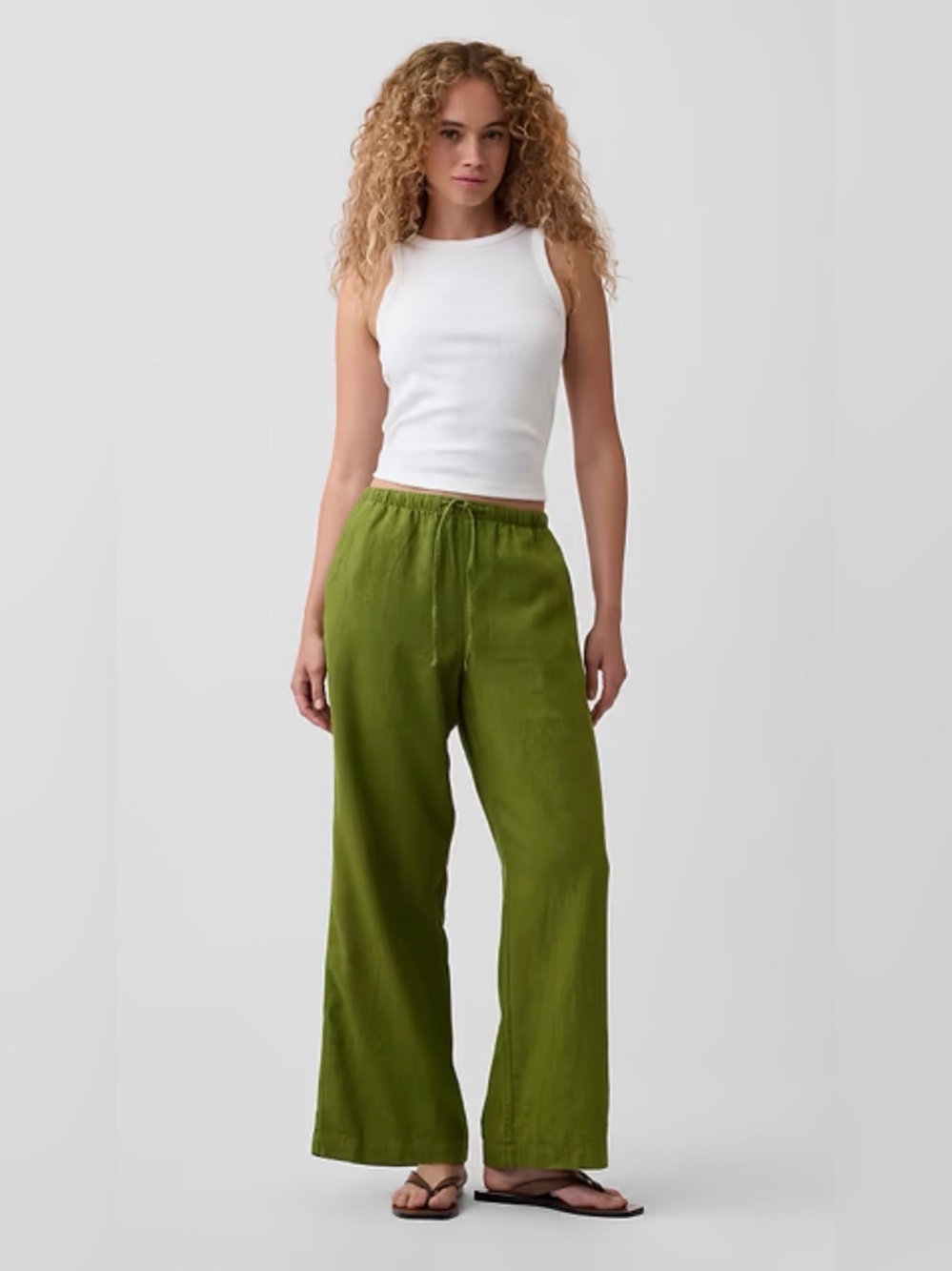 Gap Factory Relaxed Linen-Blend Wide-Leg Pants